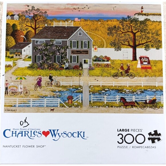 Nantucket Flower Shop 300 Piece Jigsaw Puzzle with Puzzle Charles Wysocki - Picture 1 of 4